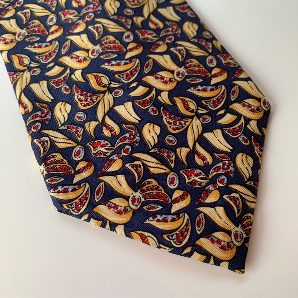 Christian Dior Monsieur Blue Pattern Mens Tie - Picture 4 of 6